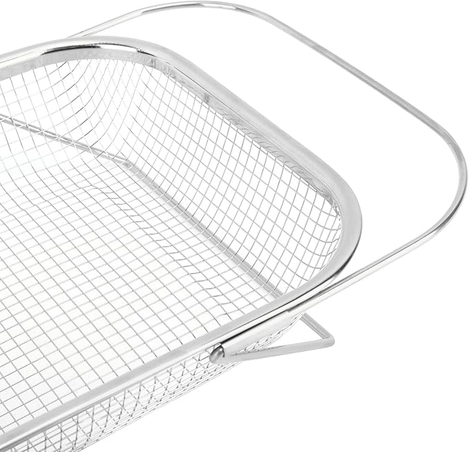 JTLB Over The Sink Colander Strainer Basket Stainless Steel for Kitchen Sink with Handles Fine Mesh Expandable Kitchen Essentials Rectangle (Silver)