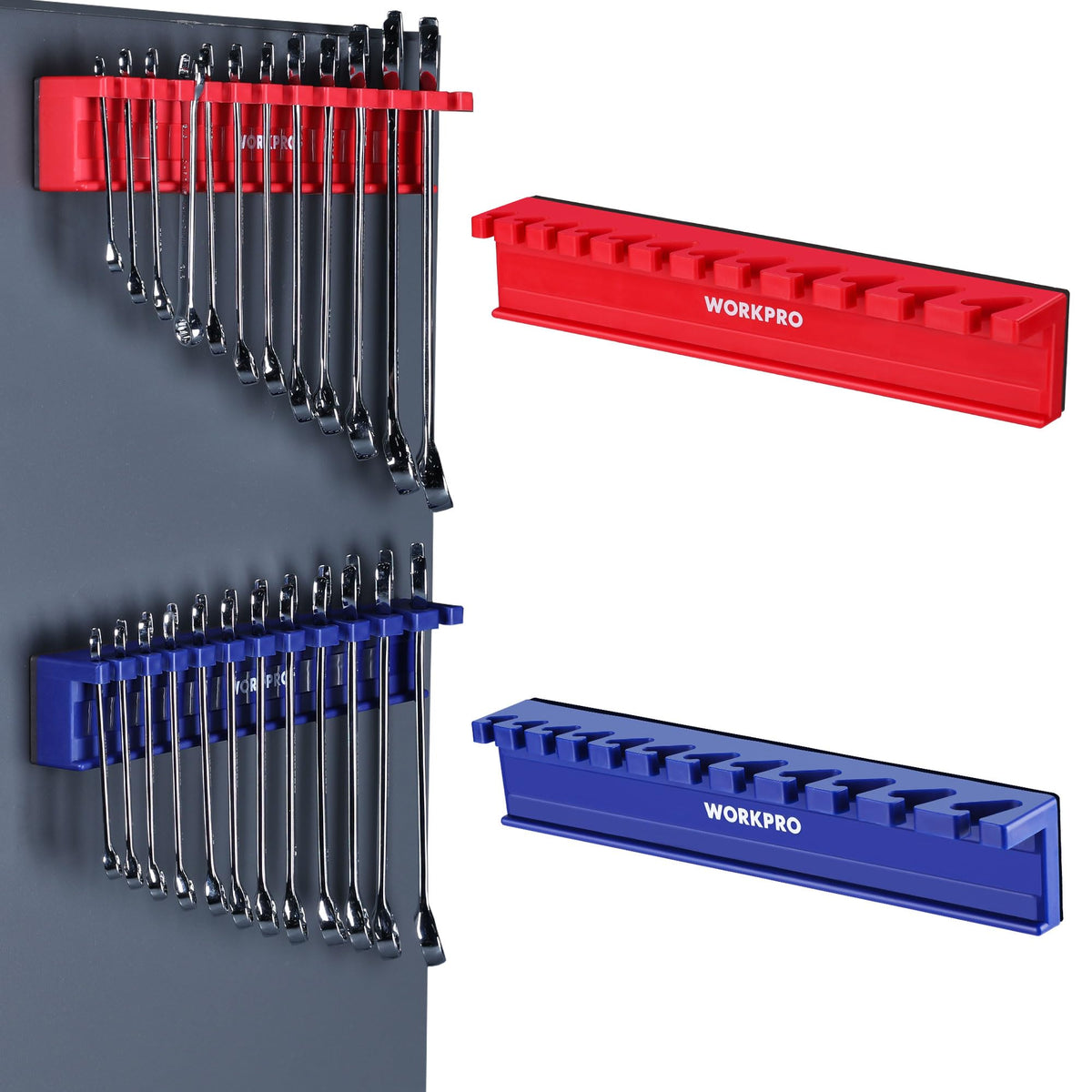 WORKPRO 2-Piece Magnetic Wrench Organizer, 24 Slots Wrench Holder - Image 1