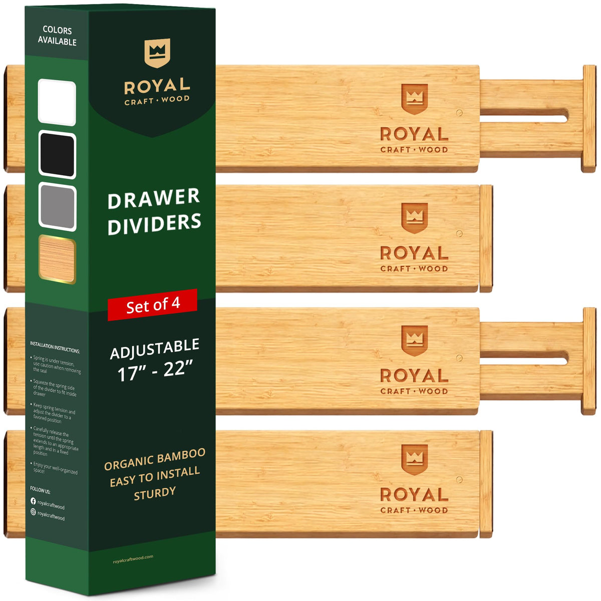 Bamboo Drawer Dividers Organizers, Adjustable Drawer | All Products - Image 1