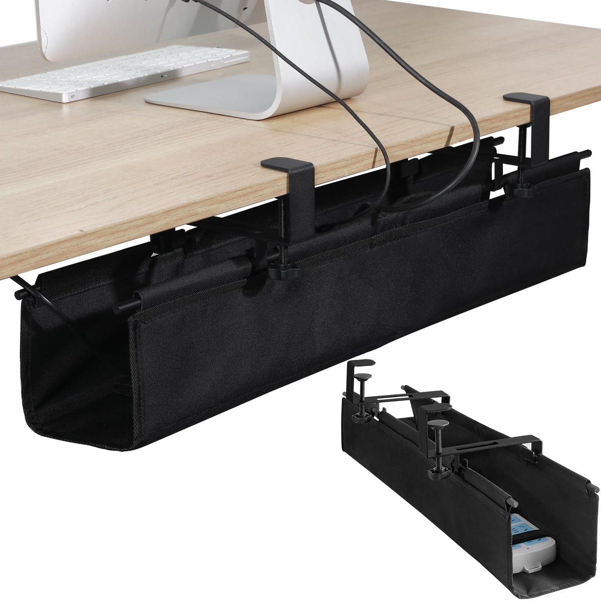 MAXECHO Under Desk Cable Management Tray 28" - Clamp on Wire - Image 1