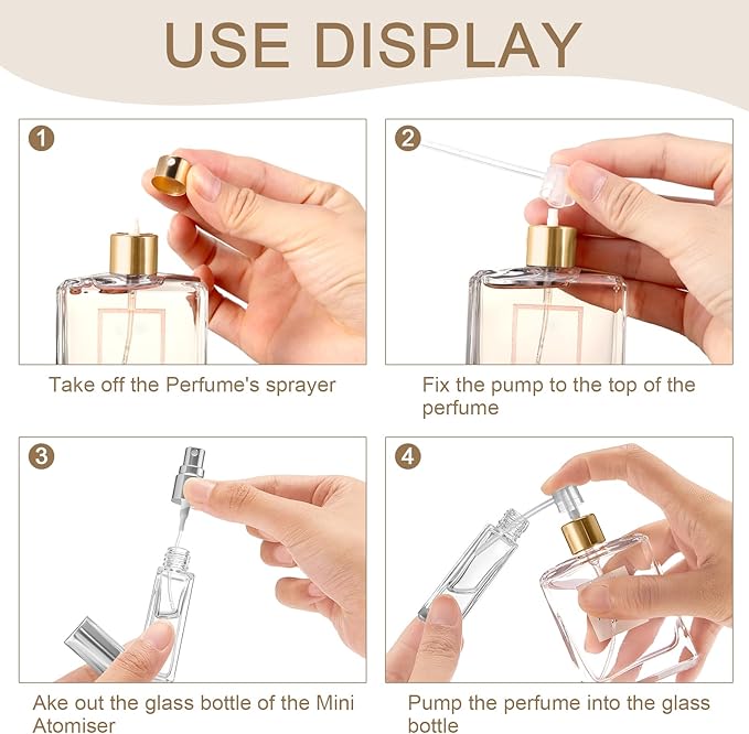 Domensi 30 Pcs 8 ml Empty Glass Perfume Bottles Bulk - Black Refillable Cologne Spray Atomizer with Pump, for Travel, Skincare, Haircare, Cleaning & DIY Essentials
