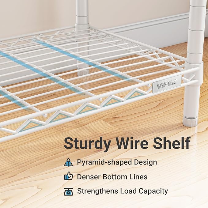 VIPEK S3 Freestanding Clothes Rack Heavy Duty Garment Rack 6-Tier Shoe Racks Closet Storage Organizer Large Wardrobe, Hanging Rod, Adjustable Metal Shelf, 68.9" L x 15.7" W x 76.4" H, White