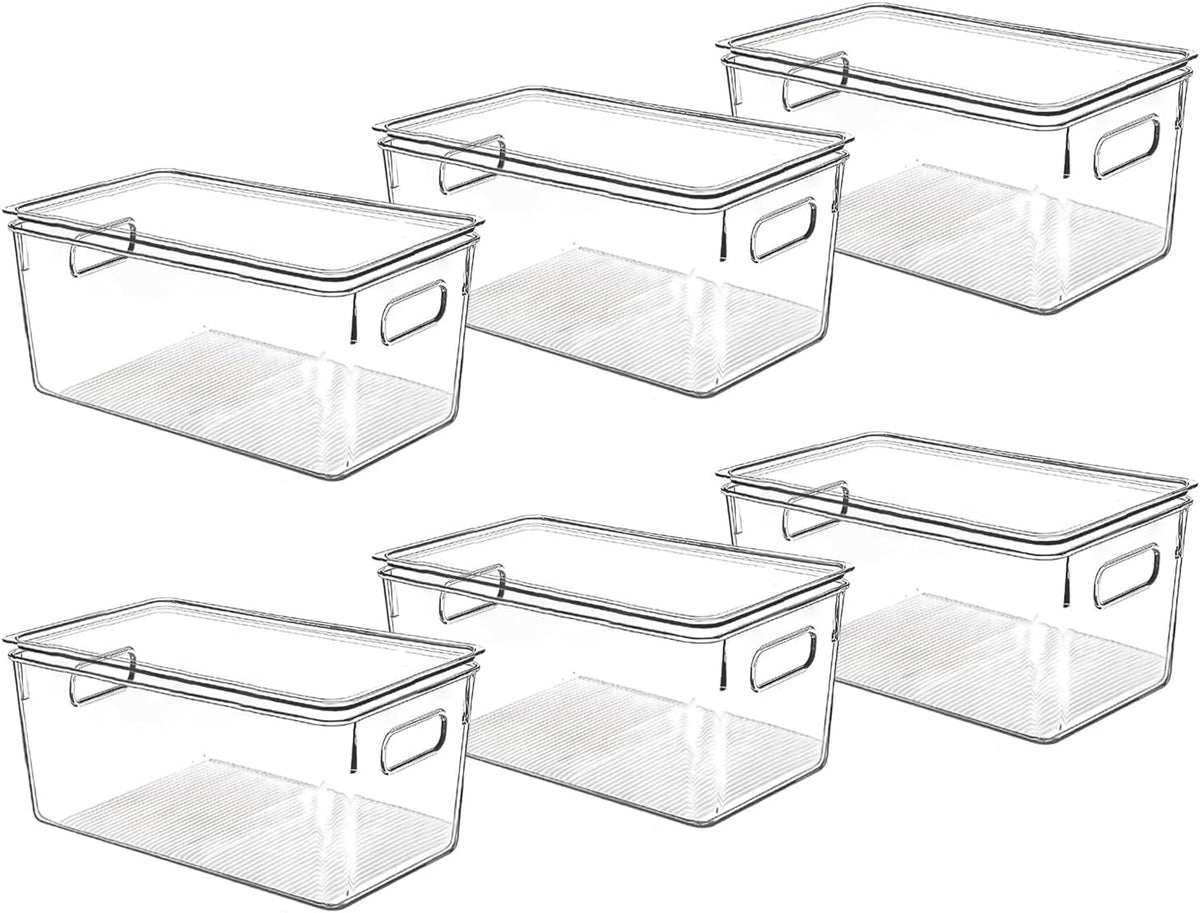 Clear Plastic Storage Bins with Lids, Perfect for Kitchen - Image 1