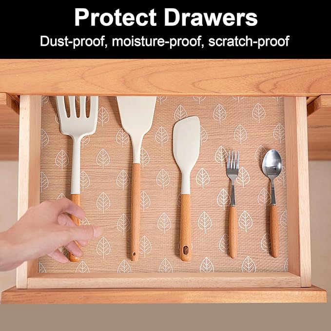 Cooyes Shelf Paper for Kitchen Cabinets Non Adhesive, Waterproof & Oil-Proof Kitchen Drawer Liner for Refrigerator Drawer Fridge Cupboard (23.6 Inch W x 354 Inch L)