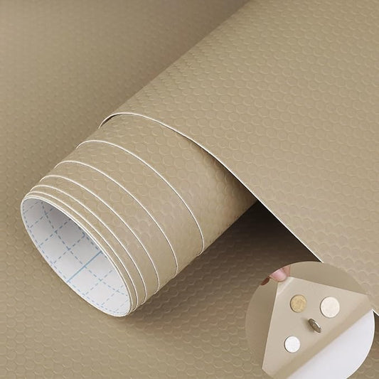 WochiTV Adhesive Shelf Liner 11.8 X 120 Inches Peel and Stick Kitchen Liner for Cabinets, Drawers Removable Protector Mat Waterproof Contact Covering for Dresser Pantry Countertops Shelves, Khaki