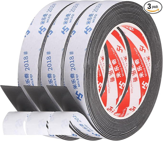 PATIKIL 3Roll Sponge Rubber Foam Tape, 25/32" W x 5/64" t x 16.4ft l Self-Adhesive Foam Insulation Tape Weather Stripping for Window Door Soundproofing Weatherstrip AC Seal Strip, Black