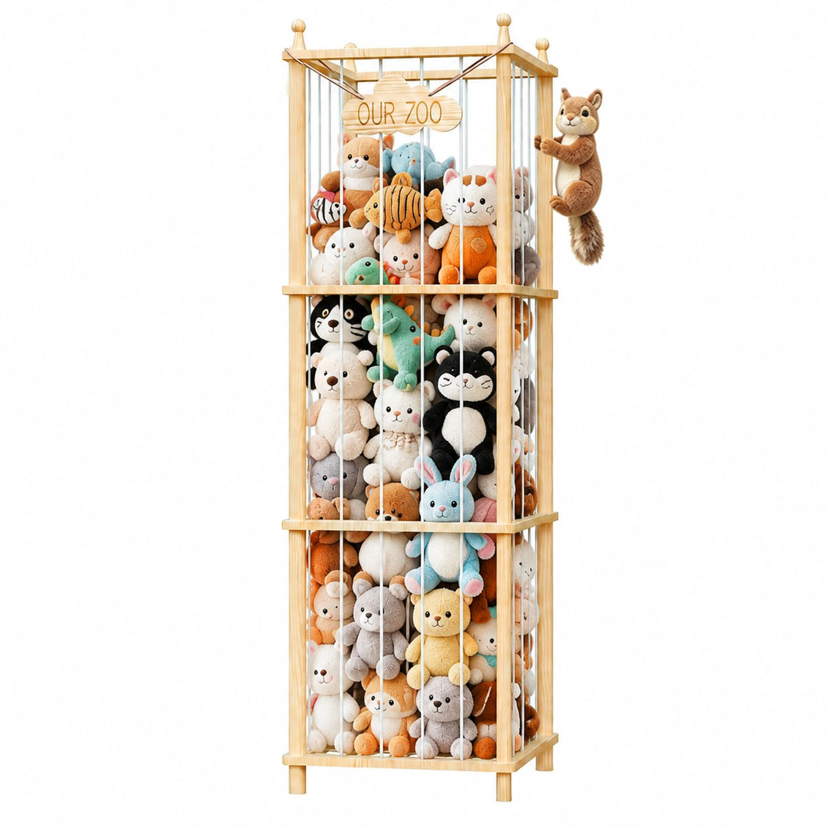 Stuffed Animal Storage, 54" Toy Organizer Tower, Anti-Tip Design - Image 1