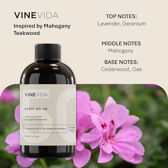 VINEVIDA [4oz] Mahogany Teakwood Fragrance Oil for Candle Making and Soap Making - Premium Candle Scents for Soy Candles