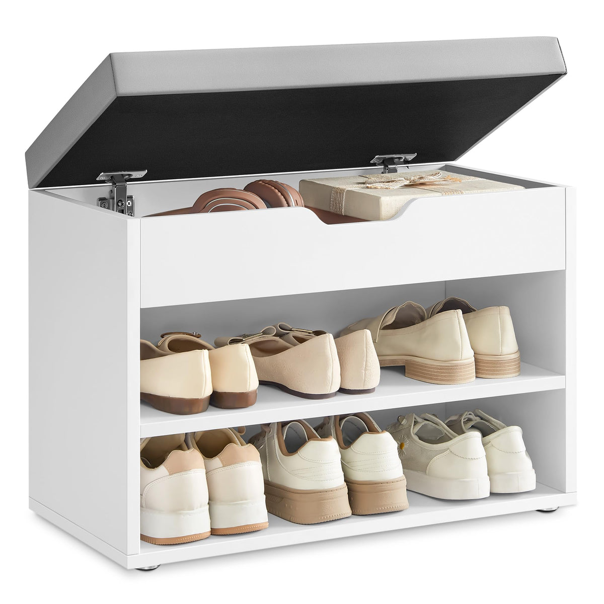 VASAGLE Storage Bench with Cushion, Shoe Bench - Image 1