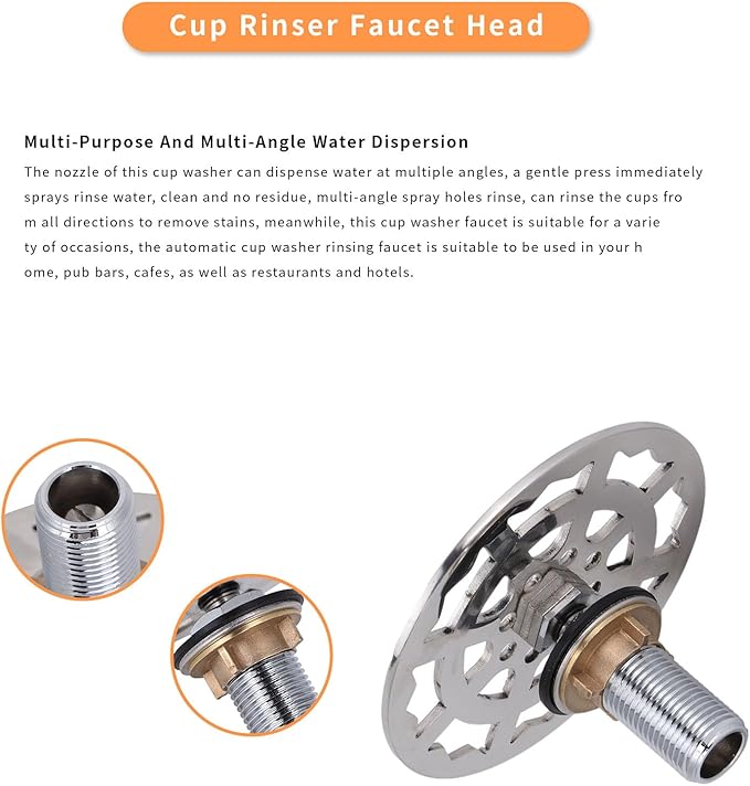 Cup Rinser Faucet Head, Stainless Steel Automatic Cup Washer, Bar Glass Rinser Faucet for Bar Hotel Cafe Restaurant Kitchen Sink Accessories
