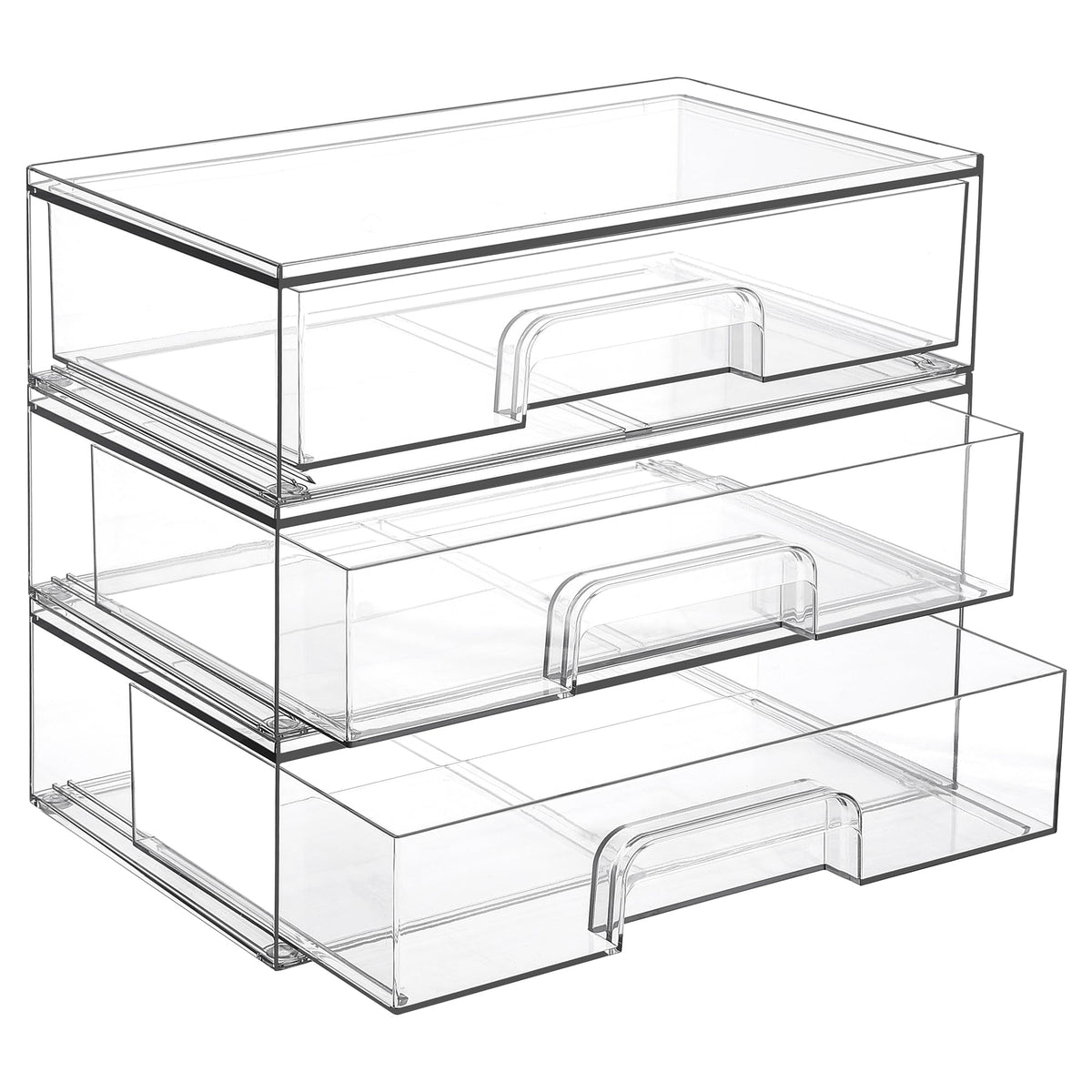 Vtopmart 12.1''W Clear Stackable Storage Drawers,3 Pack Acrylic - Image 1