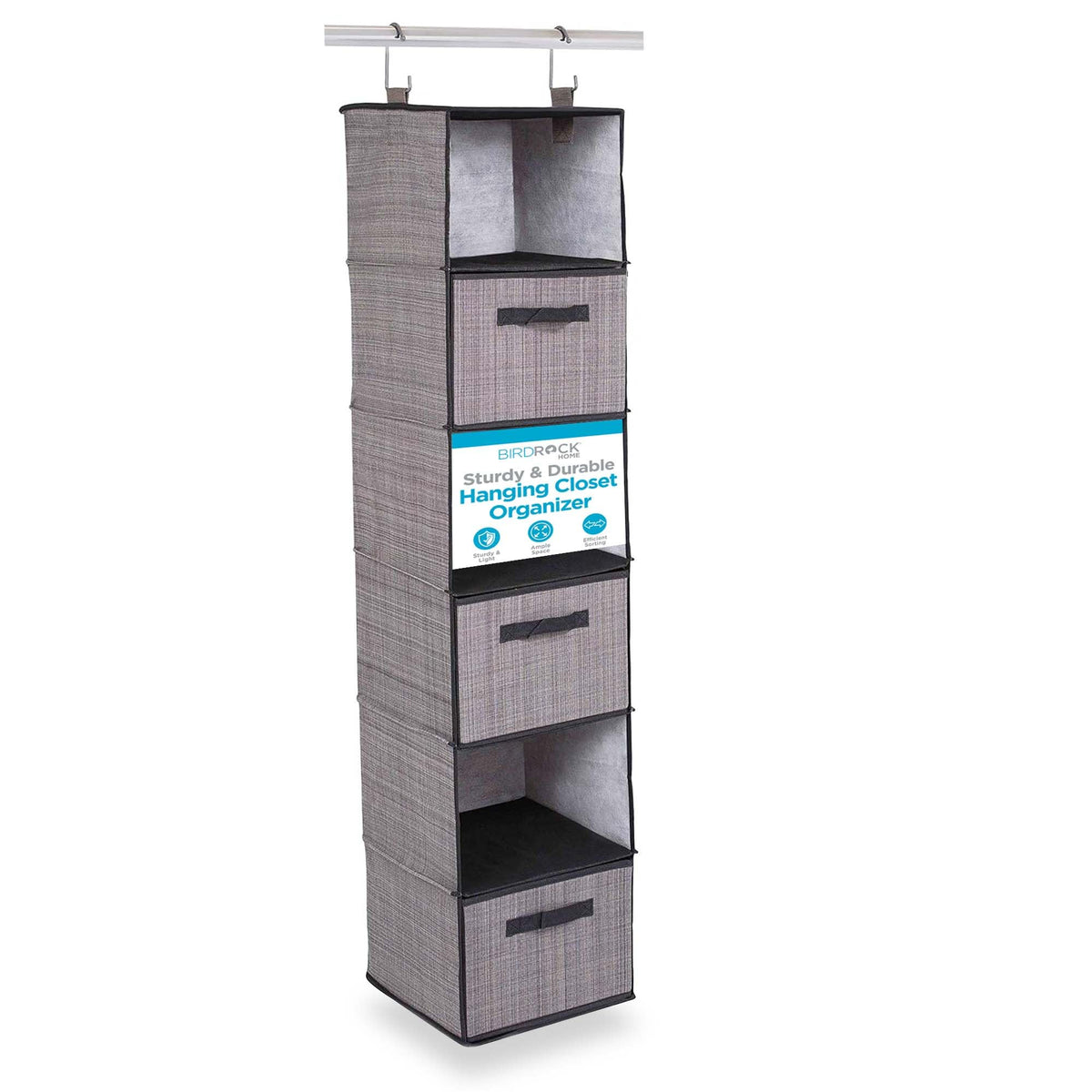 Internet's Best Hanging Closet Organizer with Drawers | 6 Shelf | - Image 1