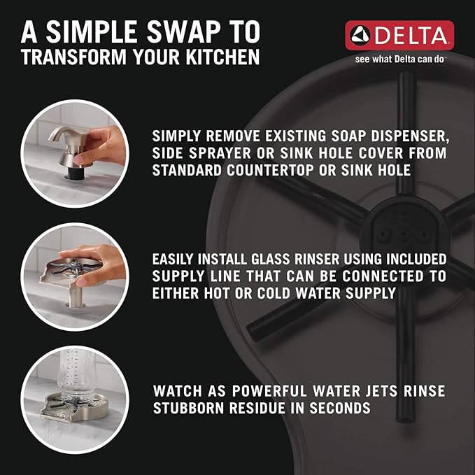 Delta Faucet Glass Rinser for Kitchen Sinks, Kitchen Sink Accessories, Bar Glass Rinser, SpotShield Stainless GR150-SP