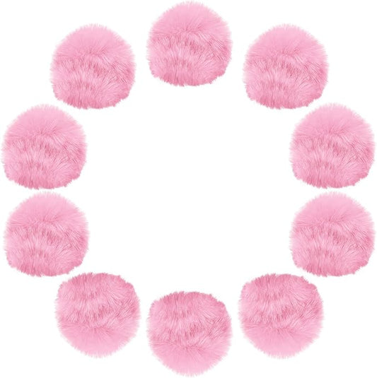 uxcell 2 Inch Faux Fur Pom Pom Balls, 10 Pcs Pink Fluffy Soft Faux Fur Pom Poms for Hats with Elastic Loop for DIY Knitting Hats Keychain Scarves Gloves Bags Shoes Accessories
