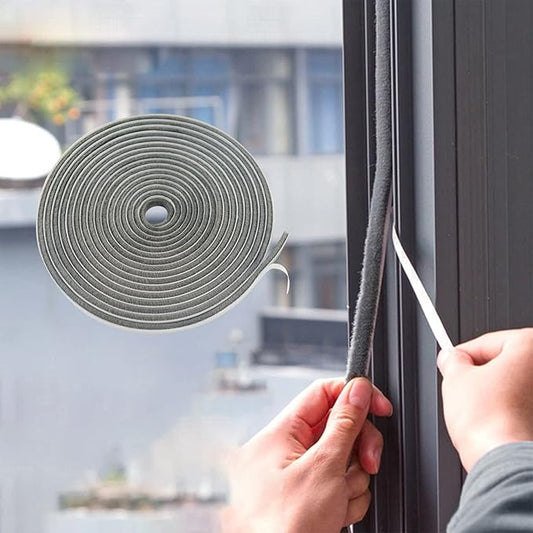 Bruiefpap 39.4FT Weather Stripping for Doors and Windows, Self-Adhesive Window Insulation for Winter, Weatherstrip for Draft Stopper, Soundproofing, Dustproof, 0.35'' Wide x 0.2'' Thick, Grey