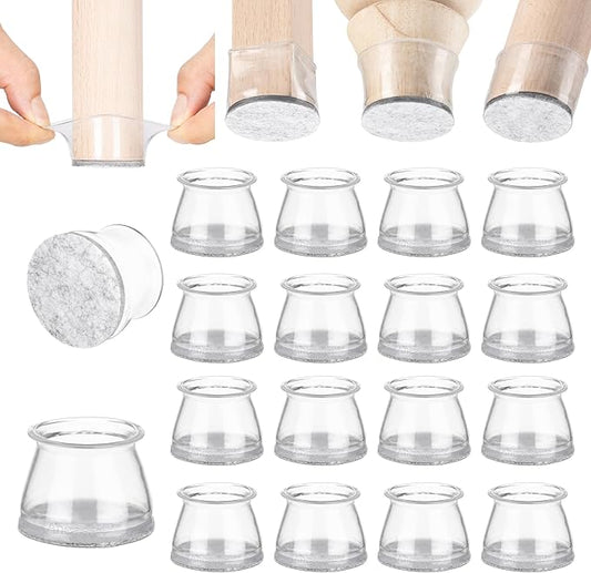 Aneaseit Chair Leg Floor Protectors - 16 pcs Crystal Clear - Felt Bottom Silicone Pads for Hardwood Floors & Furniture Feet - Rubber Caps for Chairs - Medium