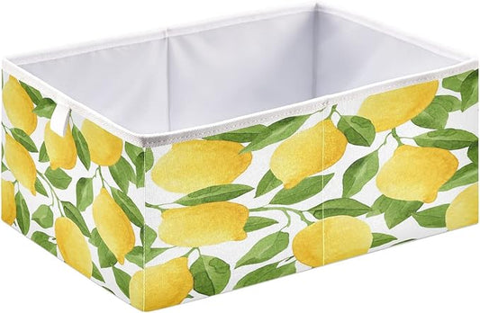 Bolaz Yellow Lemon Closet Organizers Storage Cubes Storage Bins Shelf Baskets Containers for Home Kids Room Toys Office,Rectangle