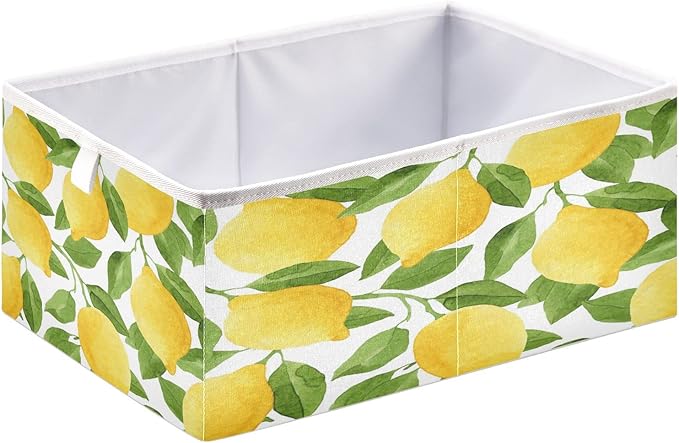 Bolaz Yellow Lemon Closet Organizers Storage Cubes Storage Bins Shelf Baskets Containers for Home Kids Room Toys Office,Square