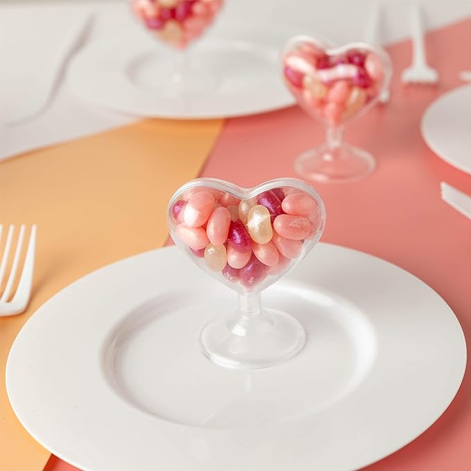 Hammont Heart Shaped Acrylic Candy Boxes - 12 Pack - 3.07"x3.03"x1.76" - Perfect for Weddings, Birthdays, Party Favors and Gifts | Designer Cute Clear Lucite Plastic Treat Containers