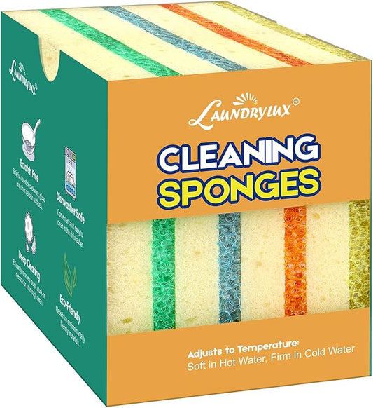 Scrub Sponge, Dual-Sided Temperature-Responsive Scrubber - Non-Scratch - Multipurpose Dish Sponges for Kitchens, Bathrooms, and Outdoor Use - 4 Pack