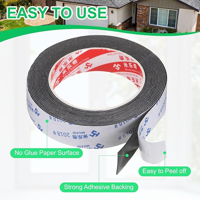PATIKIL 3Roll Sponge Rubber Foam Tape, 63/64" W x 1/32" t x 16.4ft l Self-Adhesive Foam Insulation Tape Weather Stripping for Window Door Soundproofing Weatherstrip AC Seal Strip, Black