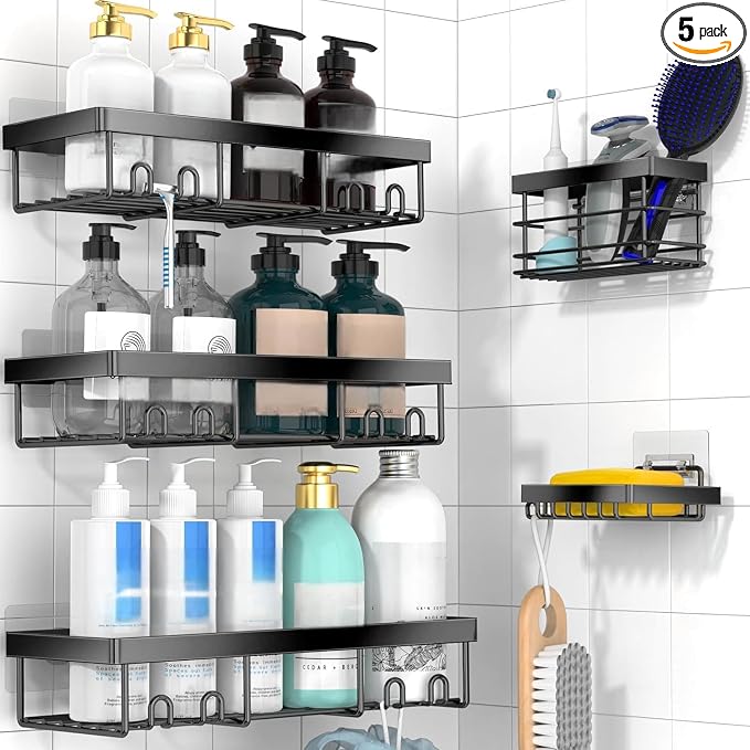 Moforoco Adhesive Shower Caddy Organizer Shelves Rack - 5 Pack Corner Bathroom Storage Organization, Home & Kitchen Decor Inside RV Accessories, Hanging First Apartment Household C - Image 8