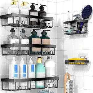 Moforoco Adhesive Shower Caddy Organizer Shelves Rack - 5 Pack Corner Bathroom Storage Organization, Home & Kitchen Decor Inside RV Accessories, Hanging First Apartment Household C