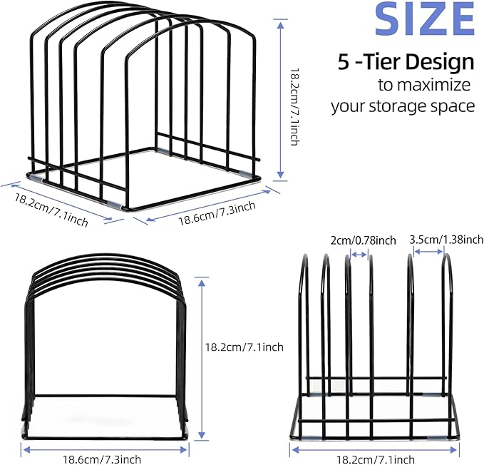 5-Slot Cutting Board Organizer, Bakeware Organizer, and Kitchen Cabinet Organizer for Baking Trays and Cookie Sheets (1pc 5 Slot for two size)