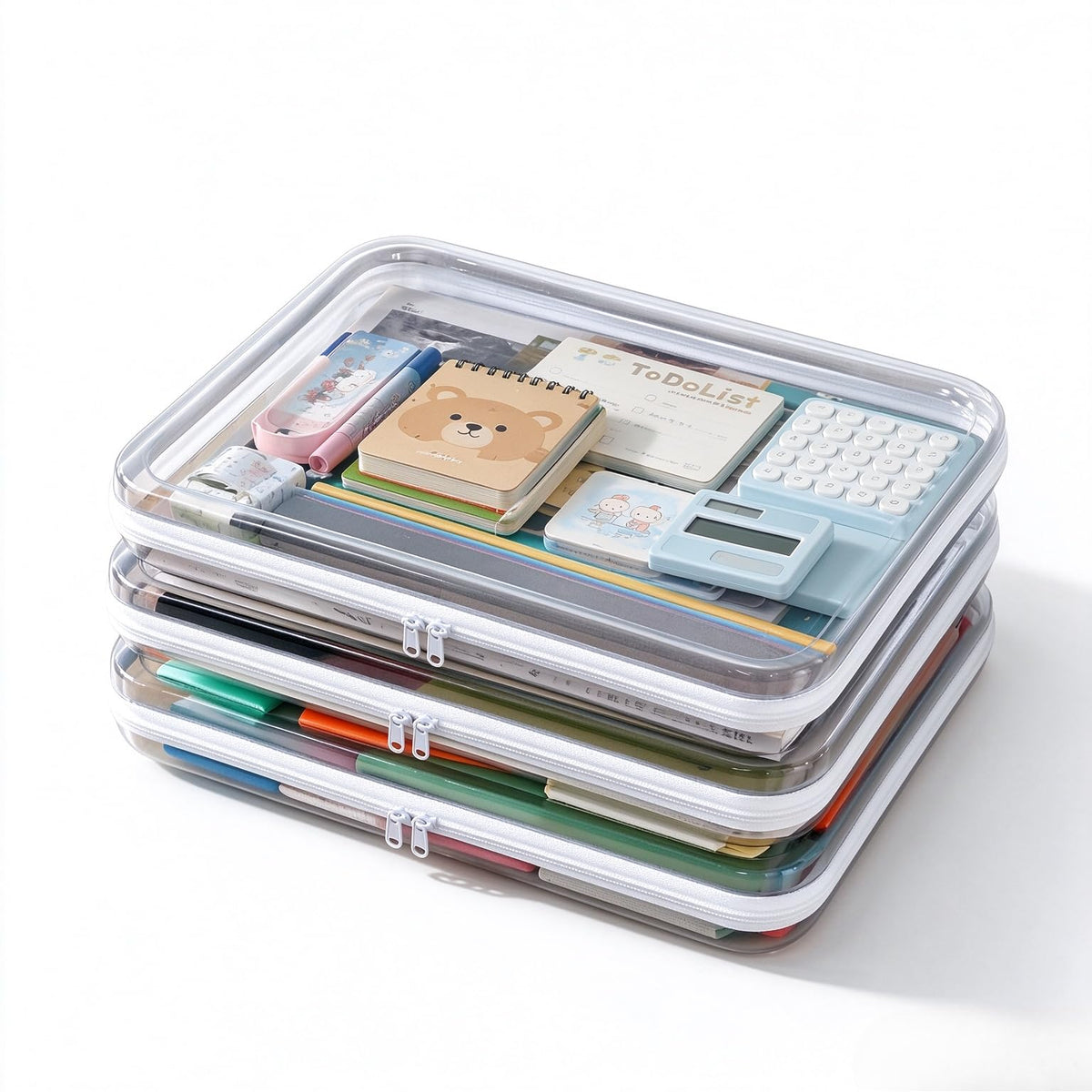 Clear Hard Shell Zipper Case,Board Game Storage 3 Pcs Extra Large - Image 1
