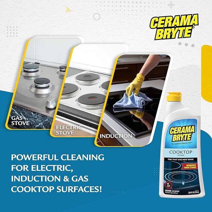 Cerama Bryte Cook Top Cleaner 18 oz 2-Pack & Scraper Pad Bundle