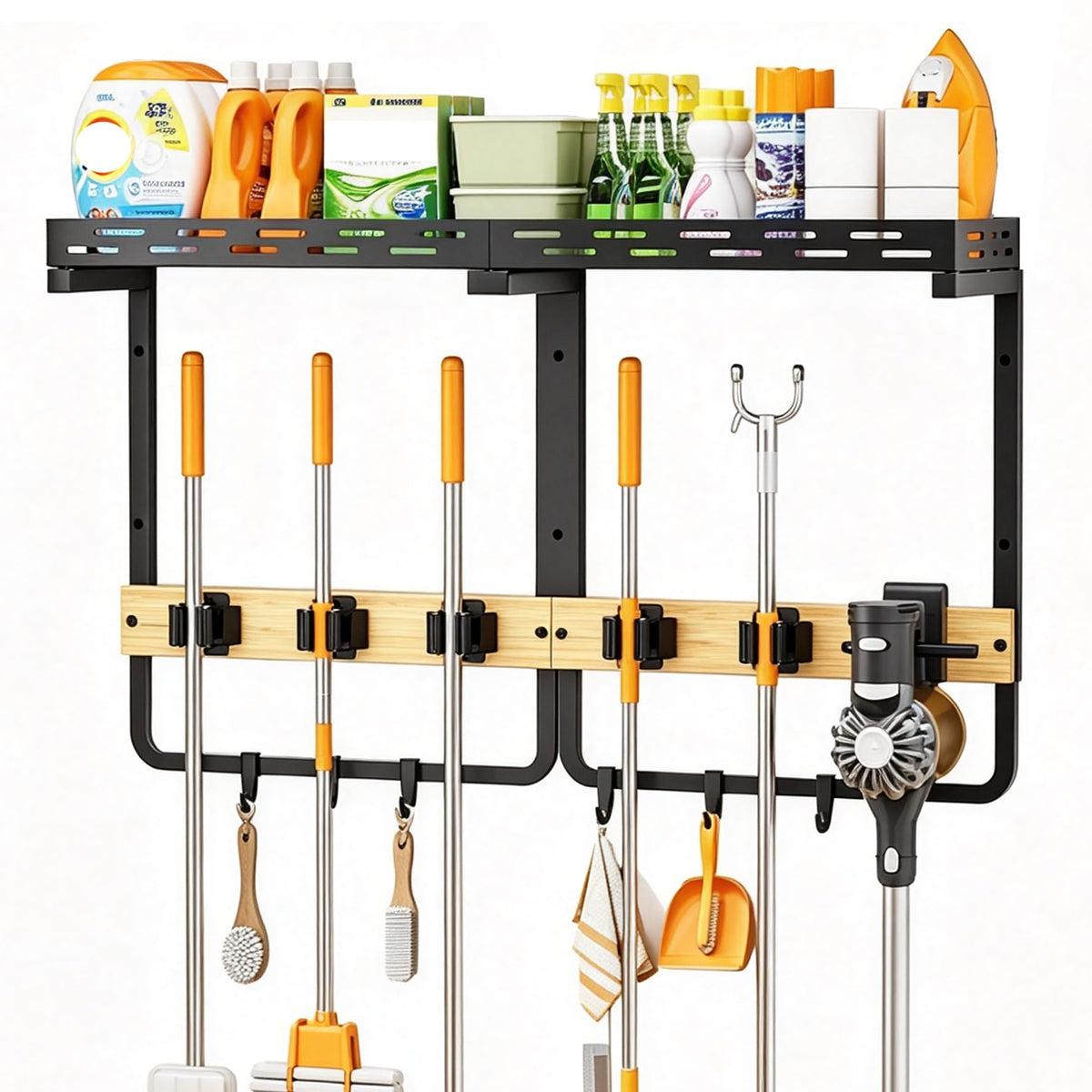 Broom and Mop Organizer Wall Hanging, Broom Hanger Holder - Image 1