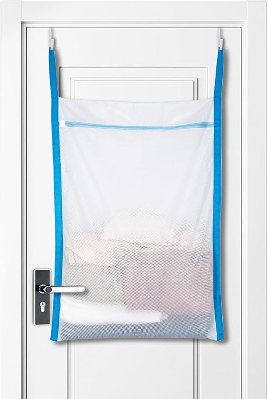 Over Door Large Mesh Laundry Hamper Bag, Washable Laundry Basket for Bedroom/Dorm/Bathroom