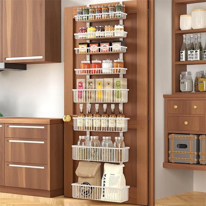 Over-the-Door Pantry Organizer — White Metal