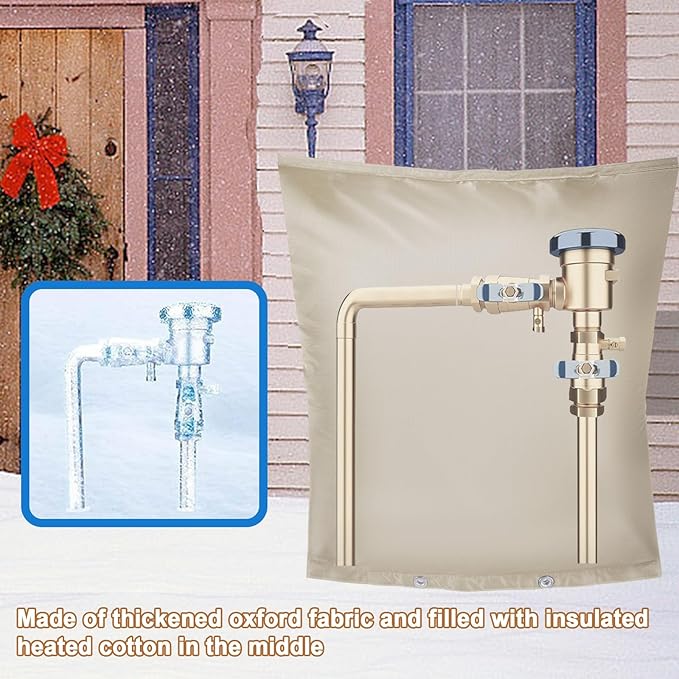 Backflow Preventer Insulation Cover,Pipe Insulation,Outdoor Pipe Covers for Winter Freeze Protection,Outdoor Faucet Covers for Winter Freeze Protection,Insulated Pipe Covers for Outside (24w*24h)