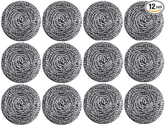 DKKO Stainless Steel Scourers Cleaning Ball Metal Scouring Pads for Kitchens Bathroom Steel Wool Scrubber to Cleaning Dishes Pots Pans Ovens Grills, 12PACK