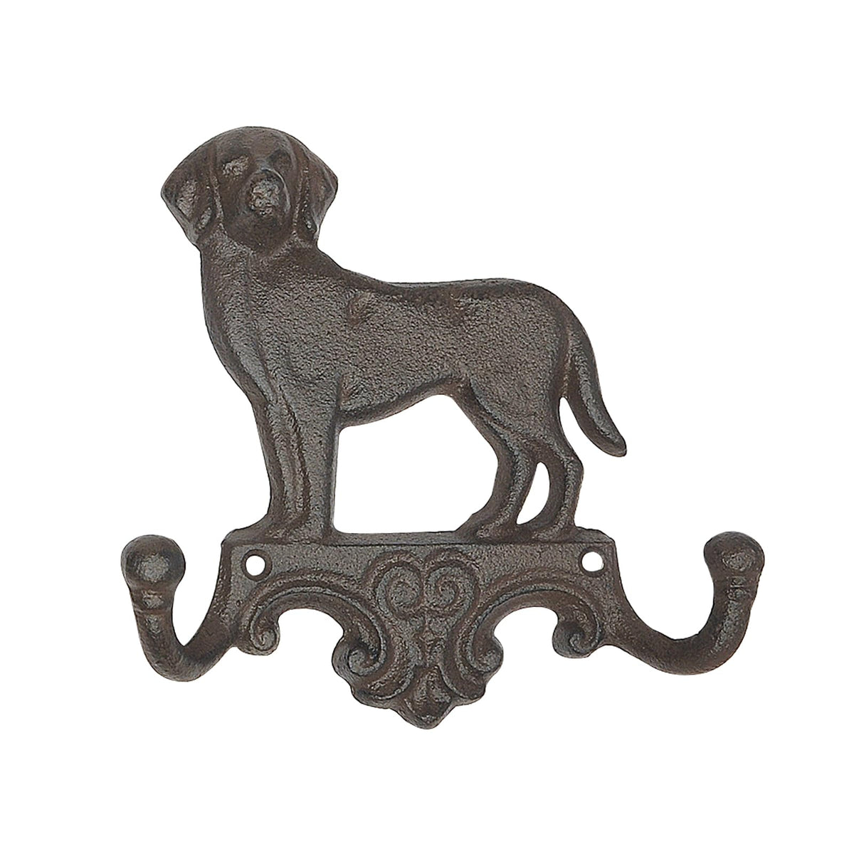 Cast Iron Wall Hooks, Dog Leash Holder with Dual Hangers - Image 1