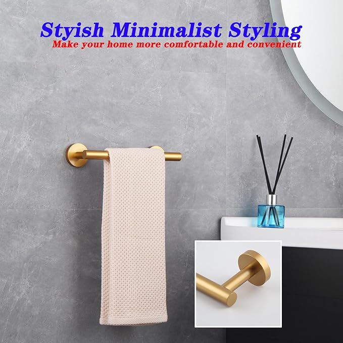 Bathroom Towel Bar — 9" Gold Stainless Steel
