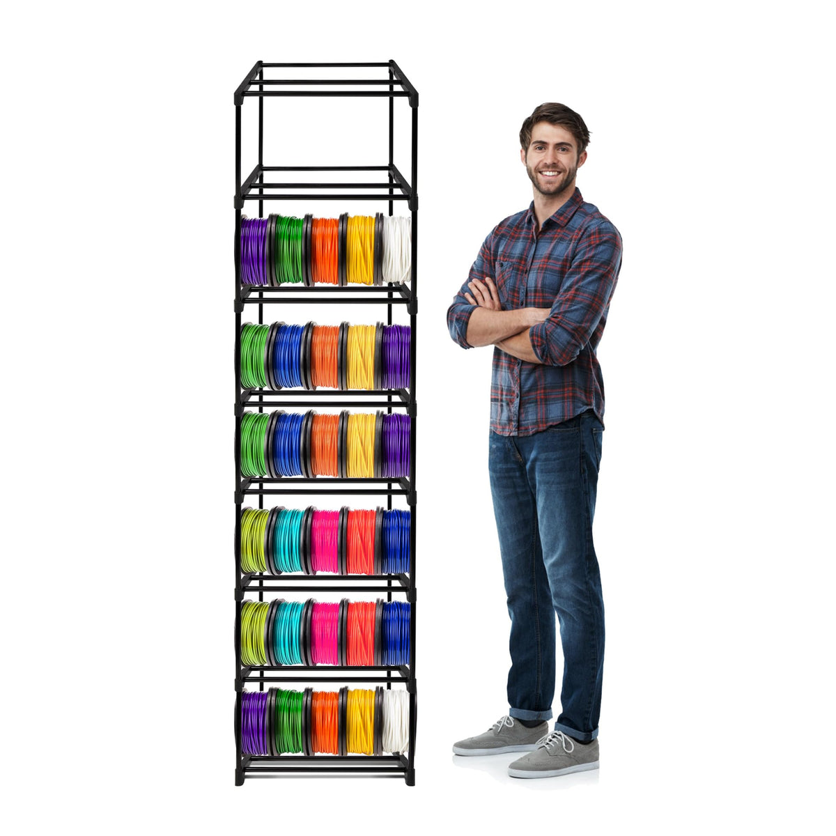 8-Tier 3D Printer Filament Storage Rack – Heavy-Duty Metal - Image 1