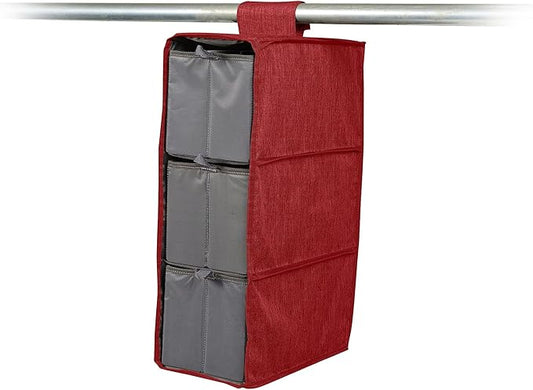 Covermates Keepsakes Hanging Shoe Organizer Set - Heavy Duty Material, Sturdy Interior Shelves, Includes Trays with Dividers - Closet Storage, Red Heather