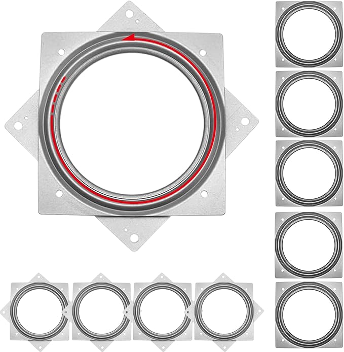 10 Pack Square Rotating Plate 500 lbs Capacity 6 Inch Lazy Susan Turntable Hardware Square Plate Bearings Swivel Plates for Serving Trays, 360° Chair, Cabinet, Craft Project