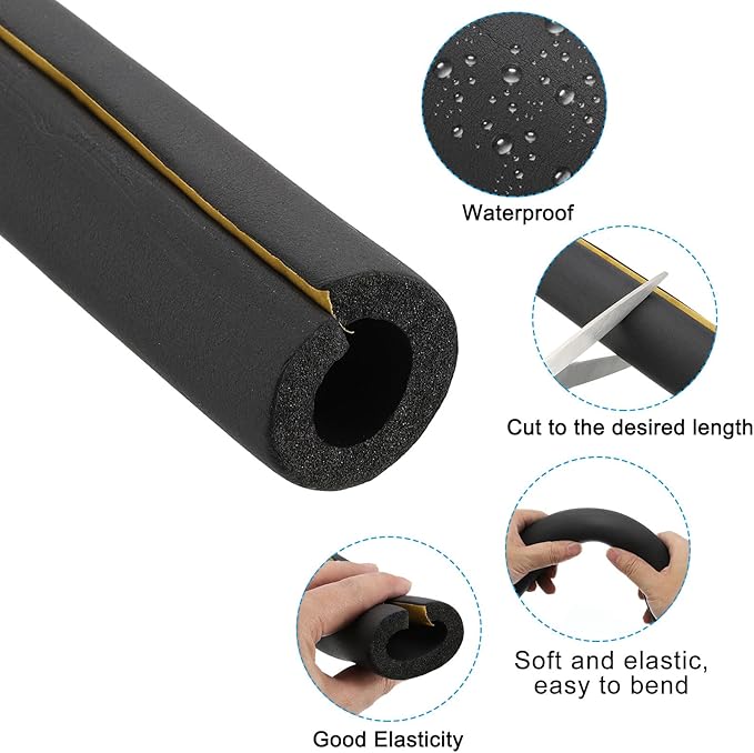 PATIKIL 1-1/2"(38mm) ID 2-1/4"(58mm) OD Pipe Insulation Foam Tube, 20Pcs 1.3Ft Self Adhesive Pre Slit Pipe Insulation Tube Cover Wrapping for Outdoor Winter Irrigation