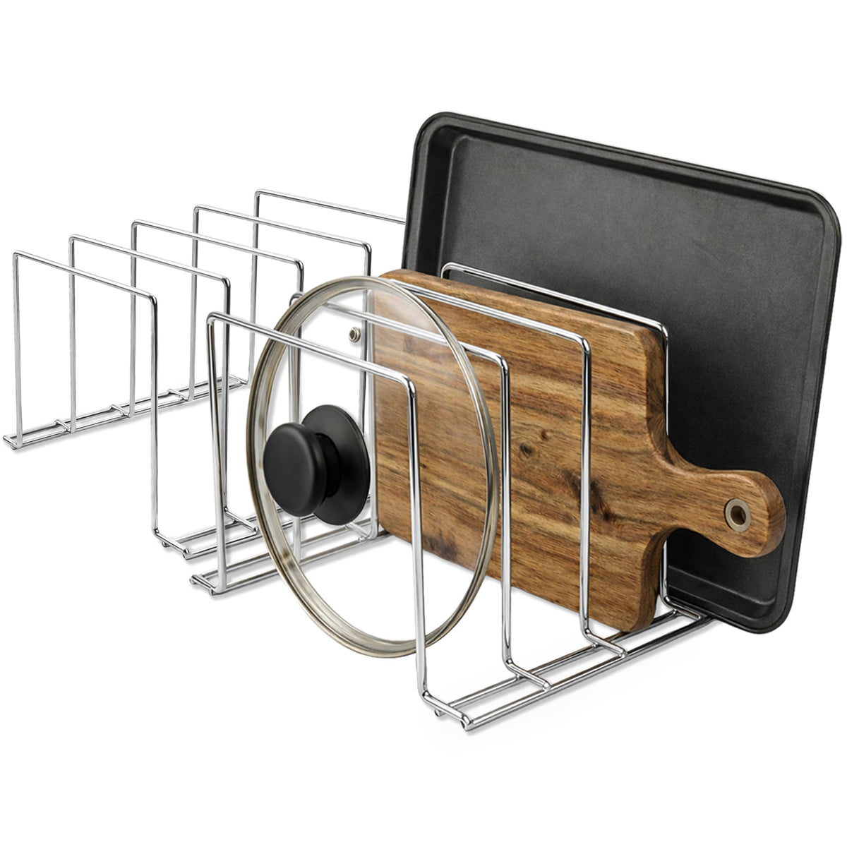 Stock Your Home Kitchen Cabinet Organizer, Chrome (2 Pack) Steel - Image 1