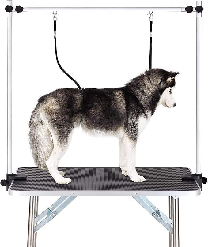 Dog Pet Grooming Table for Large Dogs Adjustable Height Heavy Duty Professional Portable Trimming Table with Arm/Noose/Mesh Tray, Maximum Capacity Up to 330 LBS, 36''/Black