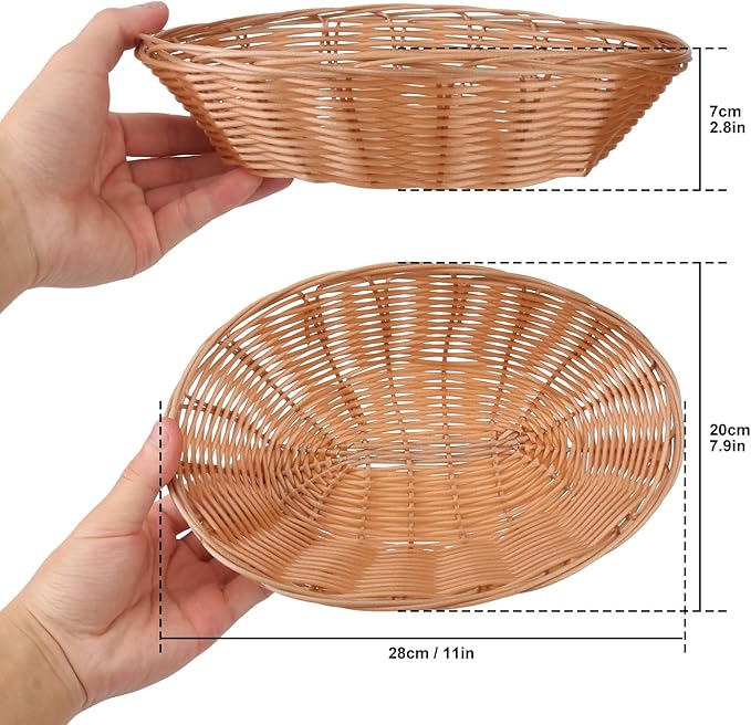 10 Pack 11 Inches Oval Wicker Bread Basket, Woven Serving Baskets,Woven Food Storage Basket for Table, Restaurants, kitchen, Party (11.02 x 7.87 x 2.76 Inch)