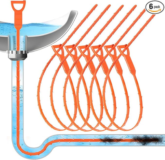 Forlivese 25 Inch Drain Snake,Drain Clog Remover,Sink Snake for Sewer Kitchen Sink Bathroom Tub Toilet Clogged Drains Relief Cleaning Tool 6 Pack
