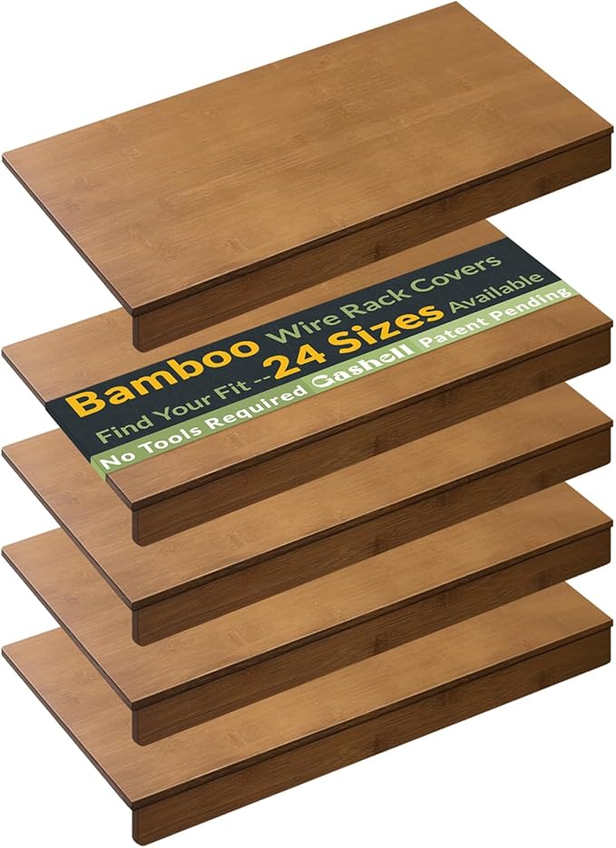 Wire Shelf Covers, Bamboo Wire Rack Covers for Pantry, Closet (5pcs, 28" W x 12" D)