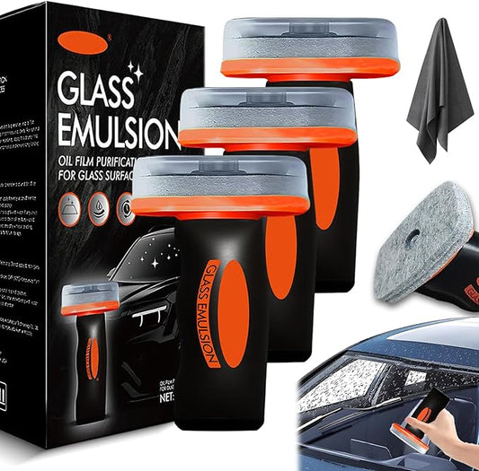 3 pcs Glass Oil Film Remover for Car, Removes oil film and Smudges, Automotive Oil Film Cleaning Brush for Car Windows, Handheld Glass Cleaning Board, Helps Improve Glass Clarity for Safe Driving