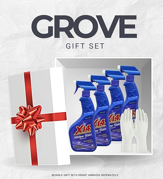 4x Malco X-14 Stain Remover 1 qt Bundle with Cleaning Gloves for Bathroom, Kitchen, and Hard Surface Stain Removal – Gift Set (5 Items)