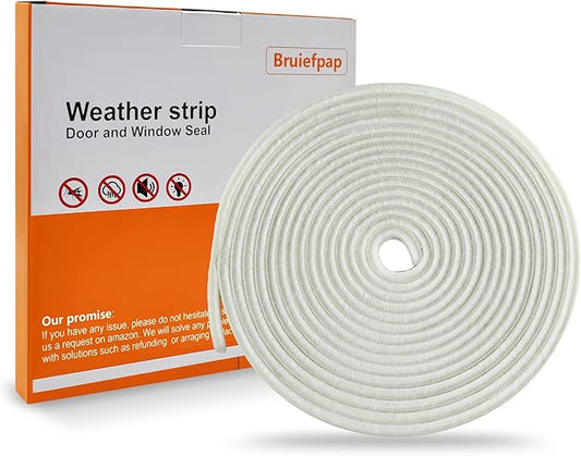 Bruiefpap 39.4FT Weather Stripping for Doors and Windows, Self-Adhesive Window Insulation for Winter, Weatherstrip for Draft Stopper, Soundproofing, Dustproof, 0.35'' Wide x 0.35'' Thick, White