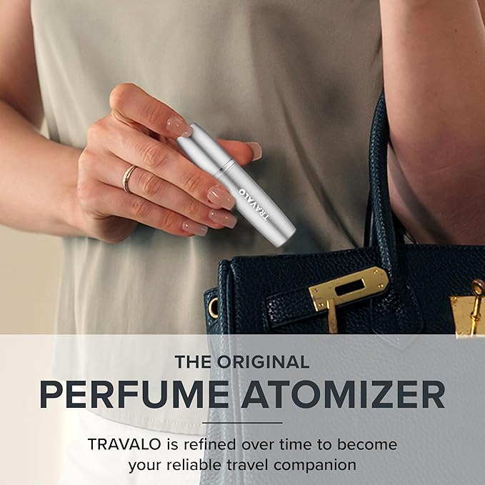 Travalo LUX Perfume Atomizer - Leak-Proof and TSA Approved for Air Travel - Reusable Airtight Easy Fill Mini Pump Sprayer - Lightweight Portable - Brushed Polished Metal Alloy Outer Shell - Silver